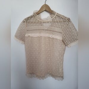 ADIVA Elegant Lace Light Pink Top sz S